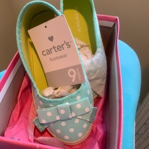 Carter girls slip on shoes light green polka dots
